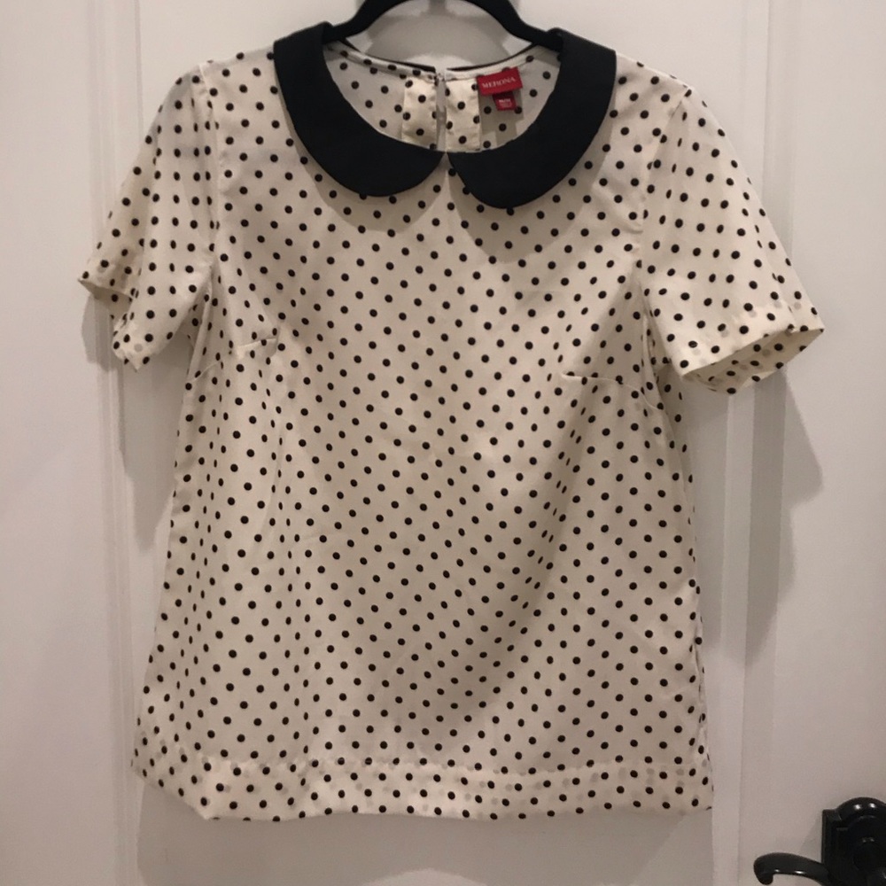 Black and cream polka dot top, worn once.